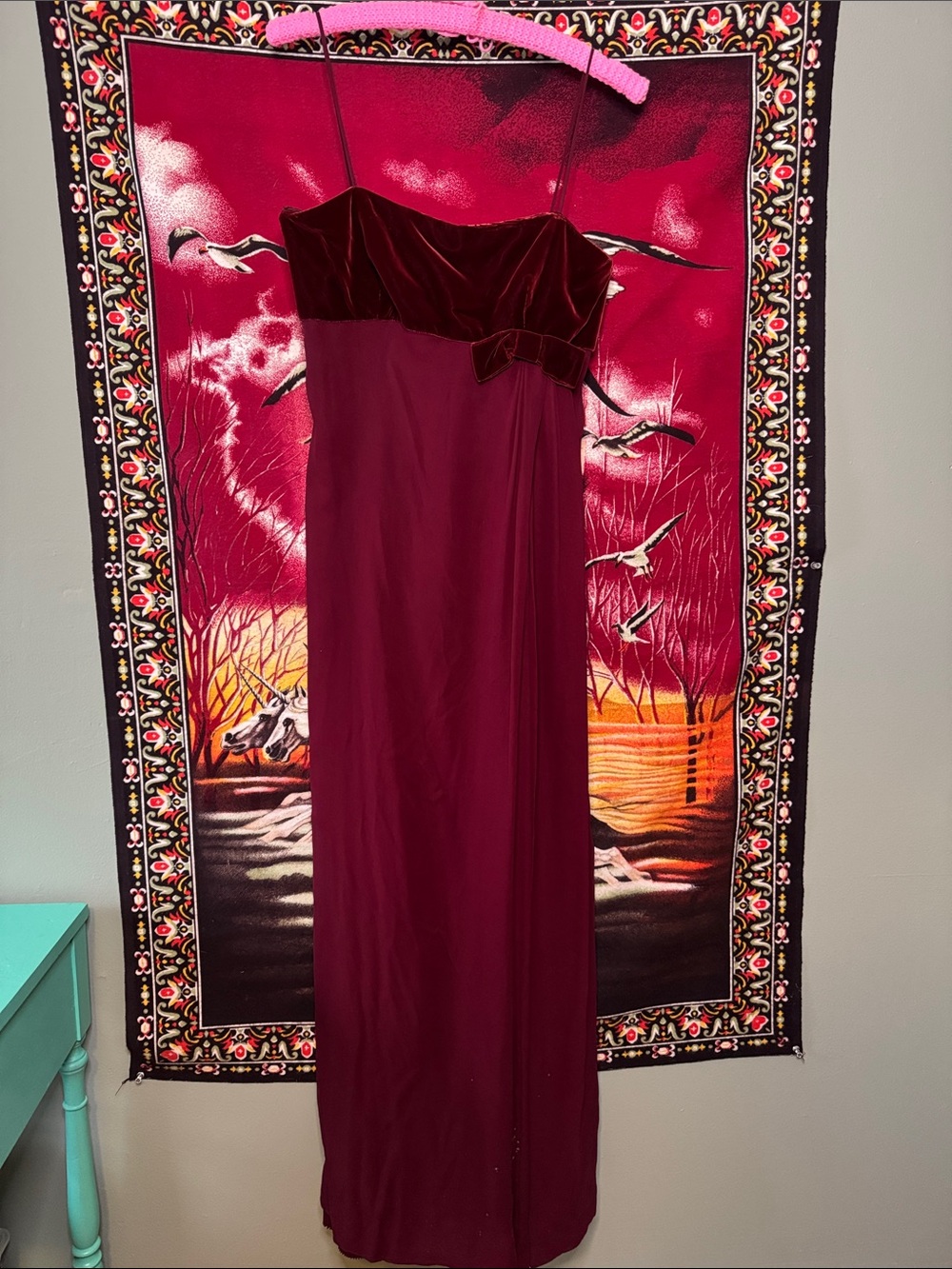 vintage 1950s Harvey Barin Original velvet + pleated chiffon maxi dress gown